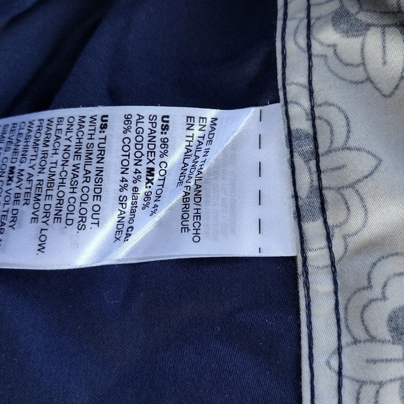 NWT CHICO'S Classic Navy Mix Print Mandarin Collar No Iron Tunic  Size 3/L - Picture 6 of 9